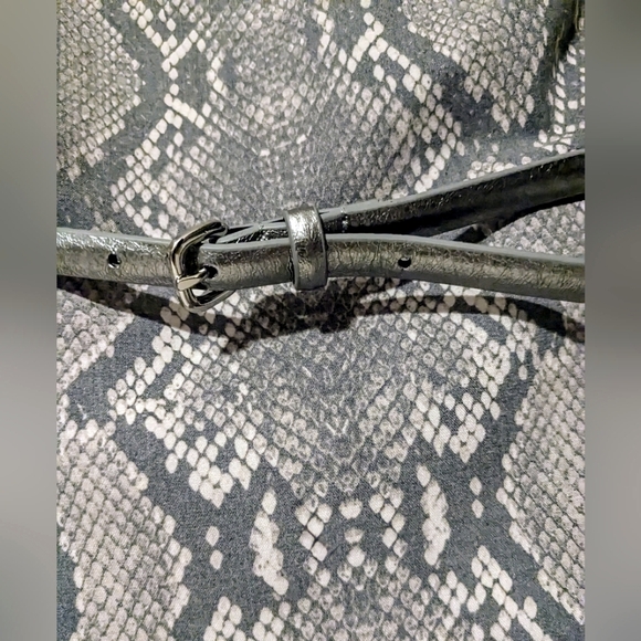 Calvin Klein, NWT, Gray, Snakeskin Print, Belted Sheath Dress, Size 12 - Picture 6 of 14